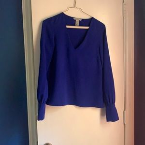 blue v neck blouse